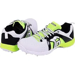 Adult Mesh Cricket Shoe KB Pro 2000 Spike (White, Lime, 7 UK)