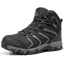 Men's Ankle High Waterproof Hiking Boots Outdoor Lightweight Shoes Trekking Trails Armadillo, Black/Dark/Grey, 9