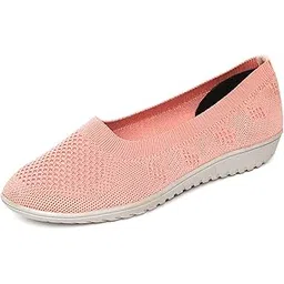 Women's Athleisure Lightweight Active Wear Knitted Mesh Slip on Comfortable Casual Flat Ballerina Shoes for Walking, Athletic, Gym, Work, etc.