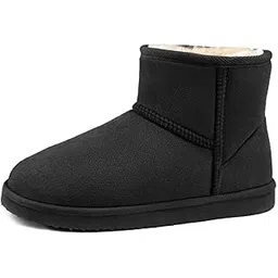 Women's Cozy Short Bootie Slippers, Winter Warm Hard Bottom House Shoes with Fuzzy Lining