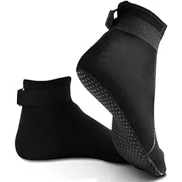 Water Socks, Neoprene Socks, Beach Booties Shoes, 3mm Glued Blind Stitched Anti-Slip Wetsuit Boots Fin Swim Socks, Beach Volleyball Sand Soccer Socks for Water Sports Outdoor Activities (L, Black), Black, One Size