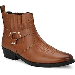 Men's Premium Cowboy Chelsea Boots|Soft Cushioned Cuban Heel |Slip-Resistance|Dynamic Feet Support|Arch Support Boots For Men | Height Increasing Boots for Men