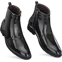 Royal Look Shoes for Men ll Casual Shoes for Men ll Latest Patent Leather Zip/Chain Boots for Men