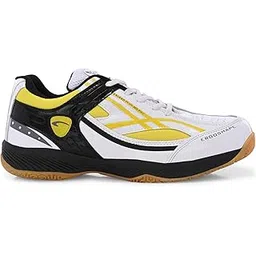 Pro ASE Non-Marking Badminton Shoes - Lightweight & Durable, Perfect for Squash, Table Tennis, Pickleball & Indoor Sports | X-Cushion, Active Grip Sole, Toe Assist | Men, Women, Unisex | Yellow,Red,Green