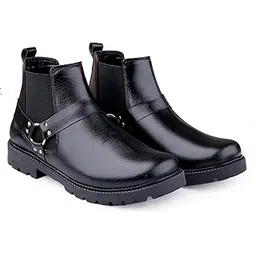 Men's Casual Buckle/Ring Chelsea Slip-On Boot with Pu Material.