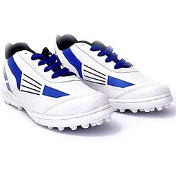Cricket Shoes, PVC White and Blue Cricket Shoes