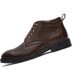 Chukka Boots for Men | High Ankle Leather Boots | Formal Office & Business Wear | Versatile Hiking and Casual Shoes | Stylish and Durable Formal for Men (LSBT-WBNDBB)