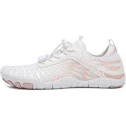 Anti-Slip Rubber Athletic Hiking Water Shoes for Mens Womens | Barefoot Aqua Swim Walking Shoes | Five-Finger Shoes | Running Shoes Lightweight Sneakers - Color: White | Size: 36
