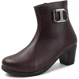 Black Block Heel Ankle Boots for Women Fashion Buckle Comfortable & Trendy
