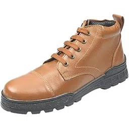 Kulture Men's Side Zip Ankle Leather Combat Boots for Police, Commando NCC, Military, Army (Available Size in 6 to 11 UK, Black/Tan Brown)