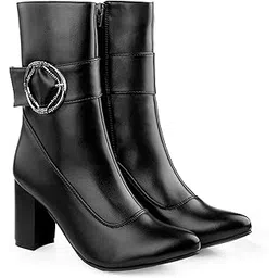 Classic High Ankle Zipper Boots for Women with Exclusive Buckle Design