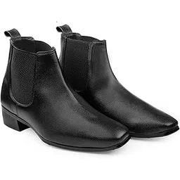 Men's 2 Inch Heel Height Increasing Faux Leather Material with Casual Formal Ankle Boot and Chelsea Boot.