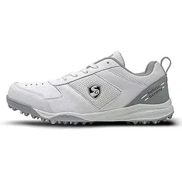 SG Fusion Cricket Shoes (Grey/White, UK Footwear Size System, Adult, Men, Numeric, Medium, 11)