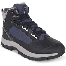 Men's Waterproof Hiking Boots, Mid-Top Ankle, French Navy Blue, Round Toe, Anti-Slip Grip for Mountain Trail Trekking, WH1104