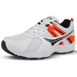 Cruze Cricket Shoes/Rubber Studs Spikes Sports for Men Boys Unisex Kids|Lightweight and Durable | Stylish Sports Shoes | (Yellow/Red/Orangr/Green)