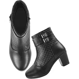 Attractive Ankle Length Block Heel Boots Comfortable Trendy Zipper Boots for Womens & Girls