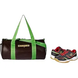 Charged Sports Bag Adena Brown with Gowin Court Shoe Smash Black Red Size 12K