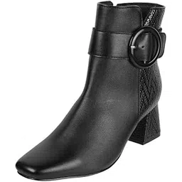 Women Synthetic Ankle-Length Buckle Strap Casual Boots