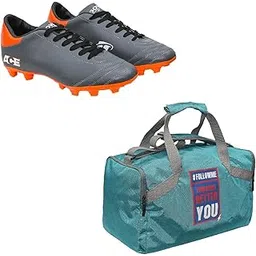 Charged Sports Bag Bouclier Follow Me Junior Cyan With Gowin Football Shoe Ace Grey Orange Size-5