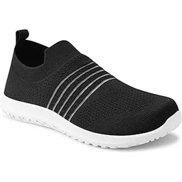 Memory Foam Women's Casual Knitted Slip-On Shoes | Comfortable Lightweight Walking Shoes for Office Travel for Girls and Ladies | Sizes 4-9