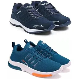 Men's Sports Running Shoes Stylish Design, Pack of 2 Multicolor