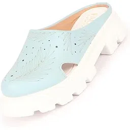 Women's Fashion Outdoor Leaf Print Laser Cut Open Back Slip On Casual Shoes