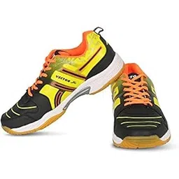 Vector X CS-2000 Unisex Tennis Badminton Court Shoes for Men Women Boys|Synthetic Leather+Mesh Upper, EVA Midsole, Crepe Rubber Sole|Lightweight Indoor Outdoor Sports Footwear Sneakers (Black, 3)