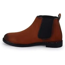 Mens Solid Slip on Genuine Leather Chelsea Boots