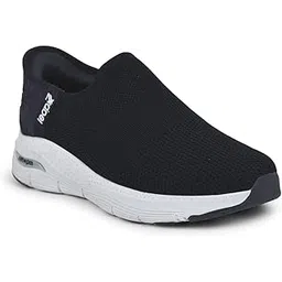 Leap7x Eazy-M Non-Lacing Men Walking Shoes – Grey, Light Grey & Navy Blue | Lightweight Sports Shoes with Comfortable Upper - Cushioned Footbed Suitable for Gym, Jogging & Outdoor