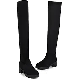 Fashion Over Knee High Womens Boots Pull On Stylish Long Boots for Womens & Girls