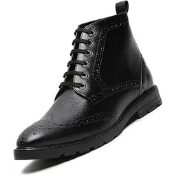 Chukka Boot for Men | High Ankle Italian Leather Boot | Handcrafted | Hiking and Biking Shoes | Brogue Style Lace-up Boot | Mens Formal Boot |Black |(BT-WBNDCKBGJB)
