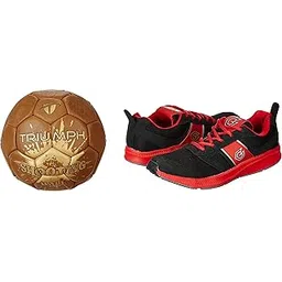 Sports Training Shoe Bright Black Red Size 9 with Triumph Shooting Ball Leather
