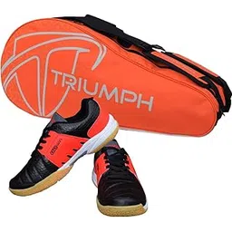 Badminton Shoe Power Black/Red Size-11 with Triumph Badminton Bag 303 Orange/Grey