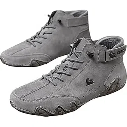 Mens Italian Light Weight Platform Fashion Sued Leather Sneakers Boots for Men| Sports, Casual Shoes for Mens | Ankle Lace-Up Footwear for Men or Boys Vol-2