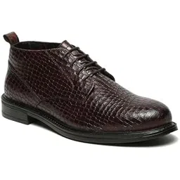 Genuine Croc-Embossed Leather Ankle-Length Lace-Up Boots for Men | Premium Formal Shoes