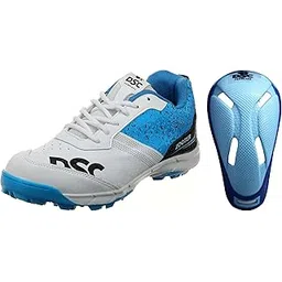 DSC Zooter Cricket Shoe for Men and Boys, Size-8 UK (White-Blue) Armour Cricket Abdominal Guard (Mens, Multicolour)