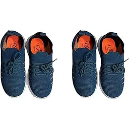 Boys Blue mesh Running Shoes | Lightweight Casual Sports| Sports Walking Shoes for Kids with Set of 2