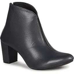 Commander Shoes Latest Trendy High Block Heel Zipper Boots(556 Blue 8UK)