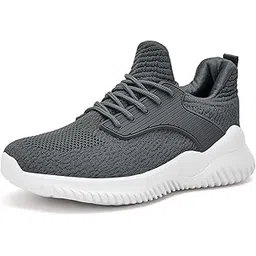 Womens Walking Running Shoes - Sports Jogging Shoes Comfortable Breathable Sneakers Casual Lace Up Knitted Mesh Shoes for Gym Work