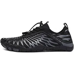 Anti-Slip Rubber Athletic Hiking Water Shoes for Mens Womens | Barefoot Aqua Swim Walking Shoes | Five-Finger Shoes | Running Shoes Lightweight Sneakers - Color: Black | Size: 38