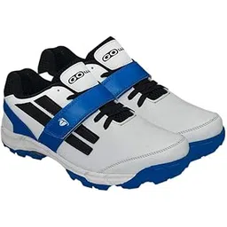 Pace White/Navy Cricket Shoes Size-4 with TR-666-W Cricket Leather Ball Alum Tanned White