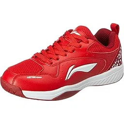 Li-Ning Ultra Power Non-Marking Badminton Shoe|Indoor Sports|Stability Heel, Prototypical Sole, Lightweight Shoe (RED/White,UK 2)