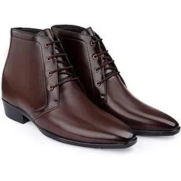 Men's 3.54 Inch Hidden Height Increasing Faux Leather Material, Casual Formal Laceup Derby Boot.