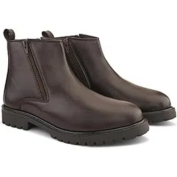 Men's Trezion Chelsea with Side Zipper – PU Leather Ankle Boots by MetroEdge | Rugged Sole, Casual & Dress Wear