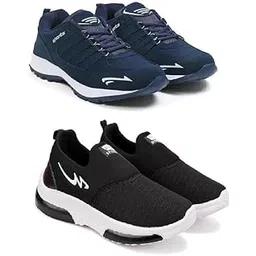 Men's Sports Running Shoes Stylish Design, Pack of 2 Multicolor