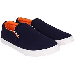 Slip-On Sneakers Casual Shoes Loafers for Men's & Boy's- Orange, Size : UK 9