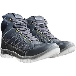 T2 High-Ankle Trekking Shoes for Men – Anti-Skid Grey Trail Boots with Memory-Foam Insole, Rugged Grip, Lightweight Outdoor Hiking Footwear