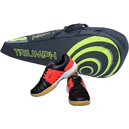 Gowin Badminton Shoe Power Black/Red Size-4 with Triumph Badminton Bag 304 Black/Lime