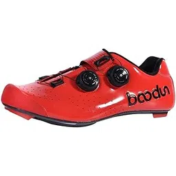 UniQMart_ Road Cycling Shoes Bike Bicycle Racing Shoe Quick Lace Sneaker Red 41
