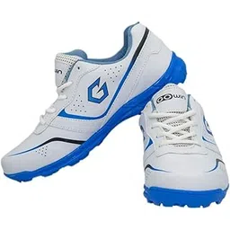 Academy White/Sky Cricket Shoes Size-1 with TR-555-W Cricket Leather Ball Alum Tanned White